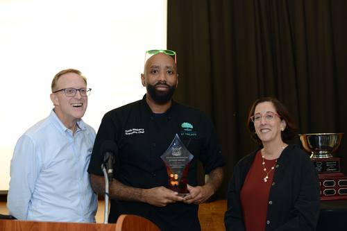 Chef Kevin Rasberry accepting the Judges' Award on stage