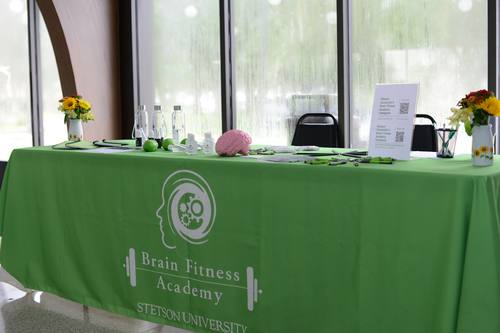Elegantly decorated sponsor table display